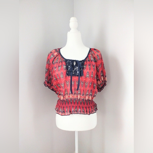 Xhilaration Sheer Red Blouse - Picture 1 of 6
